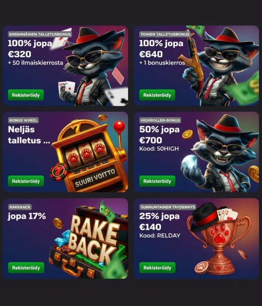 Bonusbanneri rekisteröitymisestä Lucky Capone Casinolle